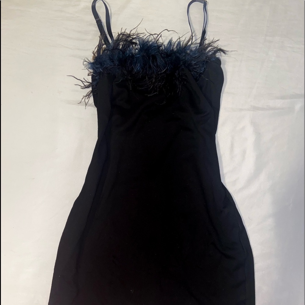 Faux Fur black dress